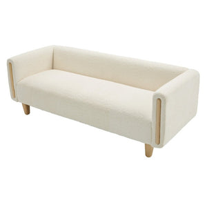 English Elm Modern Boucle Three Seat Sofa with Rubberwood Legs and Pocket Spring Support for Living Room Beige N763P403678K