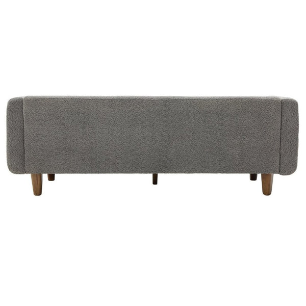 English Elm Modern Boucle Three Seat Sofa with Rubberwood Legs and Pocket Spring Support for Living Room Dark Grey N763P403678R