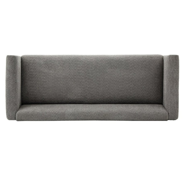 English Elm Modern Boucle Three Seat Sofa with Rubberwood Legs and Pocket Spring Support for Living Room Dark Grey N763P403678R