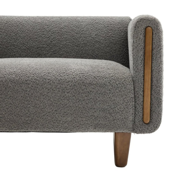 English Elm Modern Boucle Three Seat Sofa with Rubberwood Legs and Pocket Spring Support for Living Room Dark Grey N763P403678R