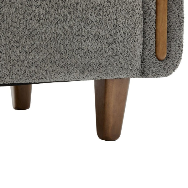English Elm Modern Boucle Three Seat Sofa with Rubberwood Legs and Pocket Spring Support for Living Room Dark Grey N763P403678R