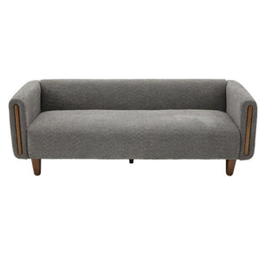 English Elm Modern Boucle Three Seat Sofa with Rubberwood Legs and Pocket Spring Support for Living Room Dark Grey N763P403678R