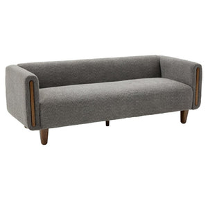 English Elm Modern Boucle Three Seat Sofa with Rubberwood Legs and Pocket Spring Support for Living Room Dark Grey N763P403678R