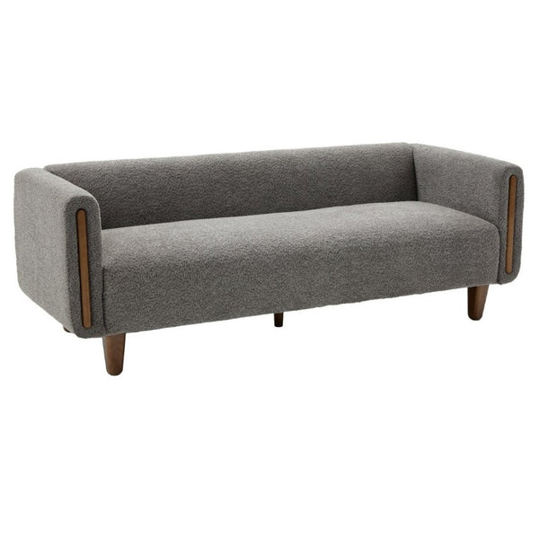 English Elm Modern Boucle Three Seat Sofa with Rubberwood Legs and Pocket Spring Support for Living Room Dark Grey N763P403678R