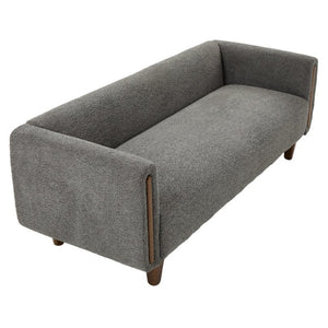 English Elm Modern Boucle Three Seat Sofa with Rubberwood Legs and Pocket Spring Support for Living Room Dark Grey N763P403678R