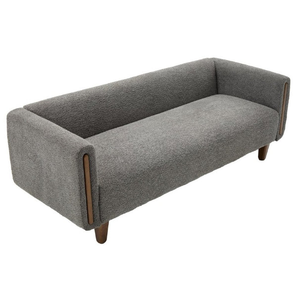 English Elm Modern Boucle Three Seat Sofa with Rubberwood Legs and Pocket Spring Support for Living Room Dark Grey N763P403678R