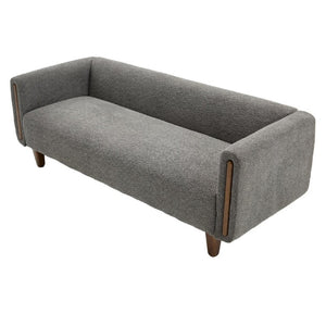 English Elm Modern Boucle Three Seat Sofa with Rubberwood Legs and Pocket Spring Support for Living Room Dark Grey N763P403678R
