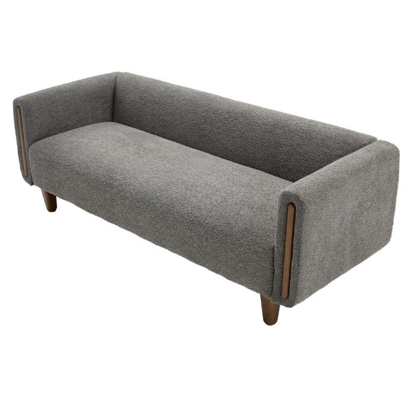 English Elm Modern Boucle Three Seat Sofa with Rubberwood Legs and Pocket Spring Support for Living Room Dark Grey N763P403678R