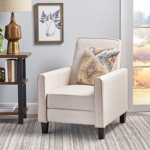 English Elm 27.5" Push Back Recliner Polyester Armchair with Beech Wood Legs for Living Room Light Beige N763P410540A