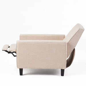 English Elm 27.5" Push Back Recliner Polyester Armchair with Beech Wood Legs for Living Room Light Beige N763P410540A
