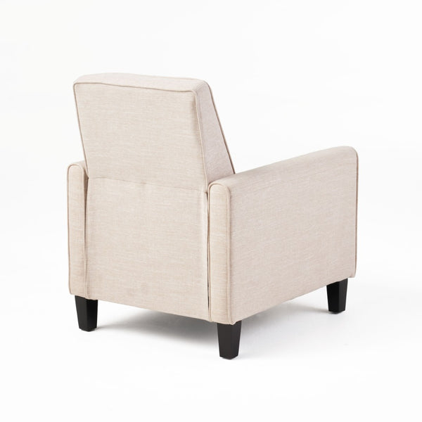 English Elm 27.5" Push Back Recliner Polyester Armchair with Beech Wood Legs for Living Room Light Beige N763P410540A