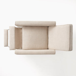 English Elm 27.5" Push Back Recliner Polyester Armchair with Beech Wood Legs for Living Room Light Beige N763P410540A