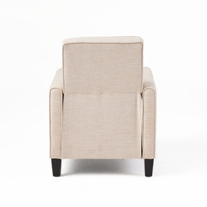 English Elm 27.5" Push Back Recliner Polyester Armchair with Beech Wood Legs for Living Room Light Beige N763P410540A