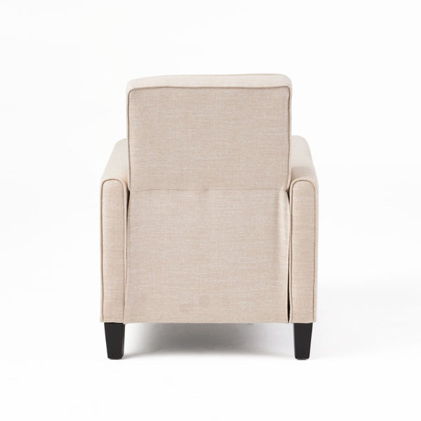 English Elm 27.5" Push Back Recliner Polyester Armchair with Beech Wood Legs for Living Room Light Beige N763P410540A