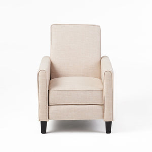 English Elm 27.5" Push Back Recliner Polyester Armchair with Beech Wood Legs for Living Room Light Beige N763P410540A
