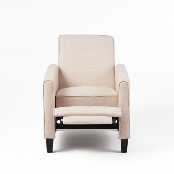 English Elm 27.5" Push Back Recliner Polyester Armchair with Beech Wood Legs for Living Room Light Beige N763P410540A