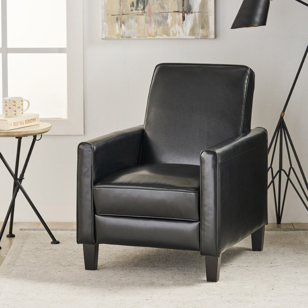 English Elm 27.5" Push Back Recliner Pu Leather Armchair with Beech Legs for Living Room N763P410540B