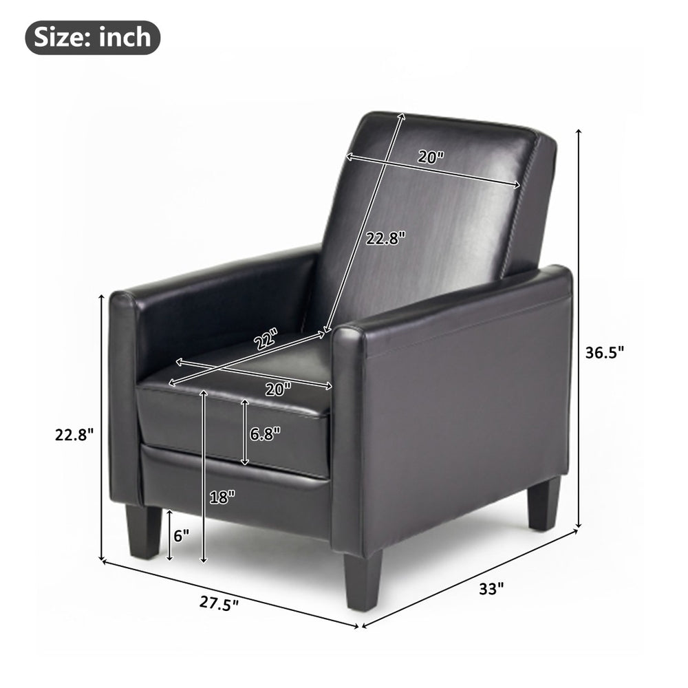 English Elm 27.5" Push Back Recliner Pu Leather Armchair with Beech Legs for Living Room N763P410540B