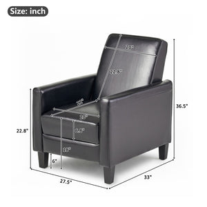 English Elm 27.5" Push Back Recliner Pu Leather Armchair with Beech Legs for Living Room N763P410540B