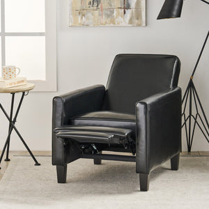 English Elm 27.5" Push Back Recliner Pu Leather Armchair with Beech Legs for Living Room N763P410540B