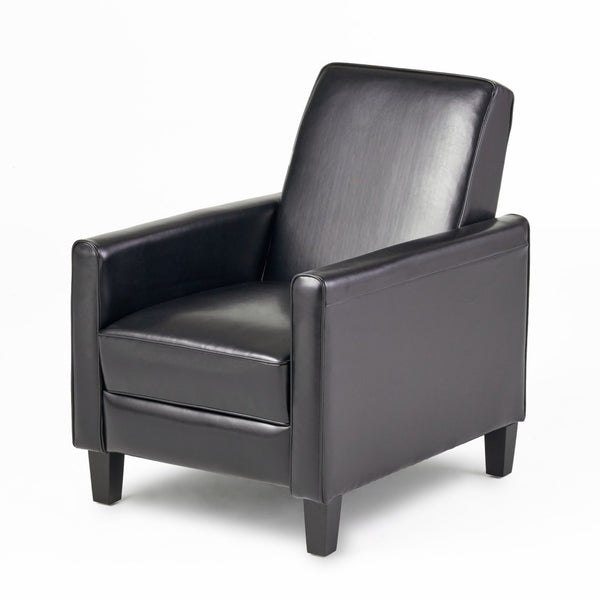 English Elm 27.5" Push Back Recliner Pu Leather Armchair with Beech Legs for Living Room N763P410540B