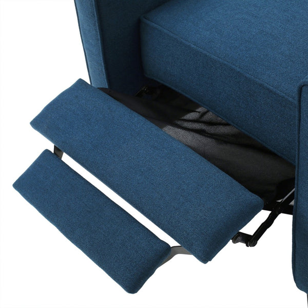 English Elm Navy Fabric Push Back Recliner with Tapered Legs for Contemporary Living Rooms N763P410540C