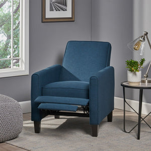 English Elm Navy Fabric Push Back Recliner with Tapered Legs for Contemporary Living Rooms N763P410540C