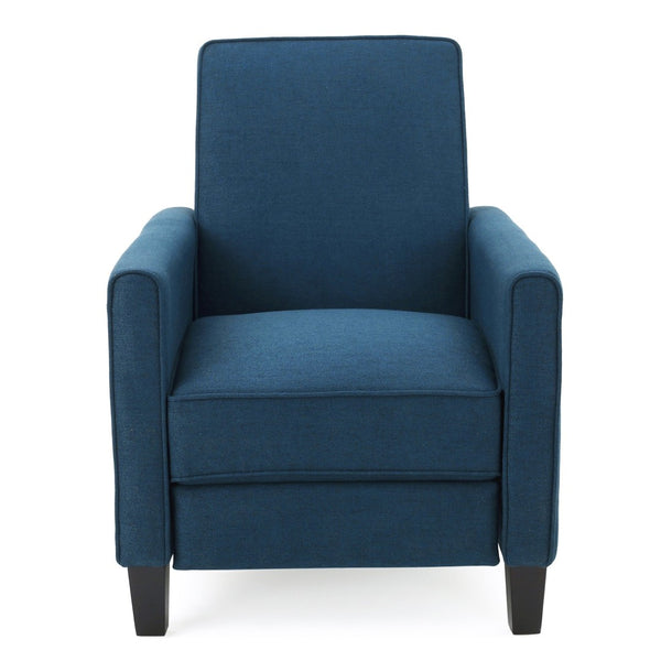 English Elm Navy Fabric Push Back Recliner with Tapered Legs for Contemporary Living Rooms N763P410540C