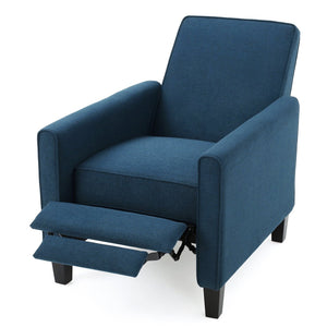 English Elm Navy Fabric Push Back Recliner with Tapered Legs for Contemporary Living Rooms N763P410540C