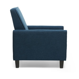 English Elm Navy Fabric Push Back Recliner with Tapered Legs for Contemporary Living Rooms N763P410540C