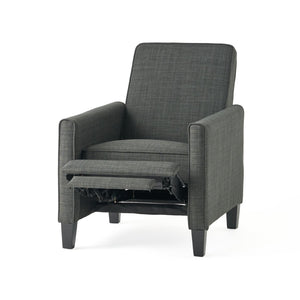 English Elm 27.5" Push Back Recliner Polyester Armchair with Beech Wood Legs for Living Room Dark Grey N763P410540E