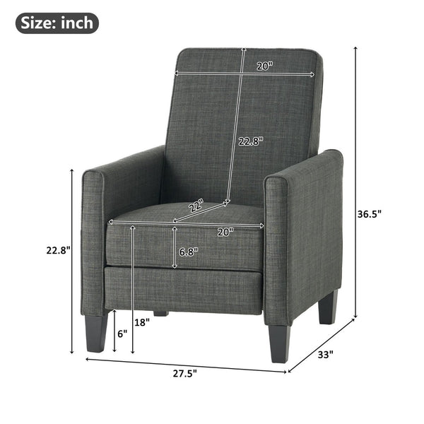 English Elm 27.5" Push Back Recliner Polyester Armchair with Beech Wood Legs for Living Room Dark Grey N763P410540E