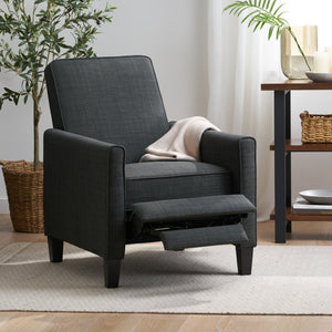 English Elm 27.5" Push Back Recliner Polyester Armchair with Beech Wood Legs for Living Room Dark Grey N763P410540E