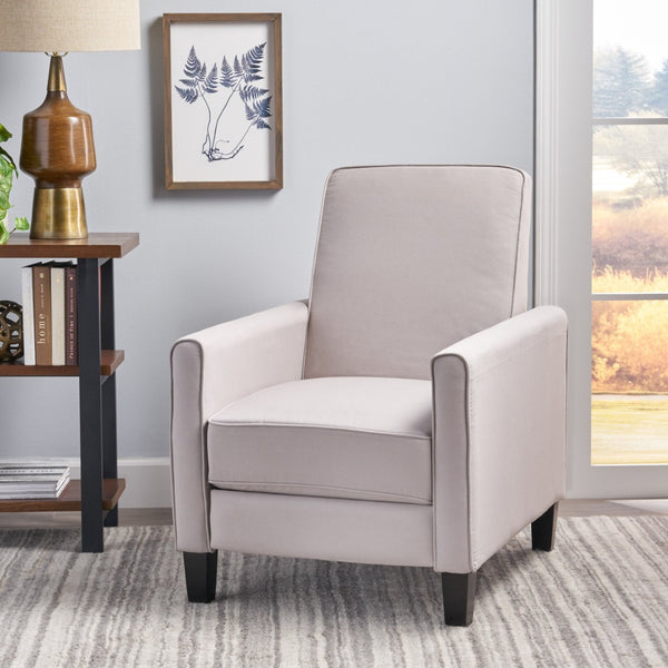 English Elm 27.5" Push Back Recliner Polyester Armchair with Beech Wood Legs for Living Room Grey N763P410540R