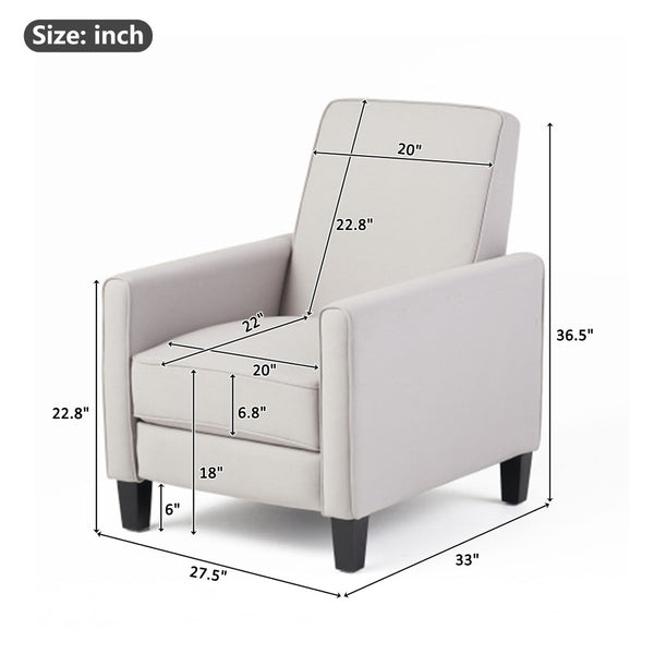 English Elm 27.5" Push Back Recliner Polyester Armchair with Beech Wood Legs for Living Room Grey N763P410540R