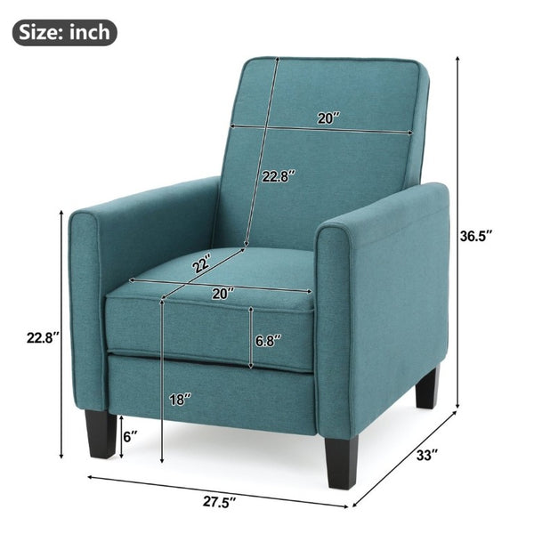 English Elm 27.5 Push Back Recliner Polyester Upholstered Armchair with Rubber Wood Legs for Home N763P410540T