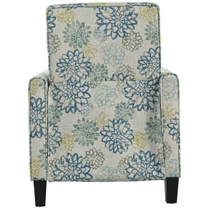 English Elm 27.5" Push Back Recliner Polyester Armchair with Beech Wood Legs for Living Room Light Brown & Blue N763P410540Z