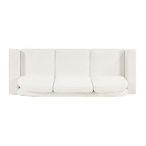 English Elm Modern Curved Backrest Chenille Sofa Seats Three Adults with Pocket Spring Cushions Beige N763P411268A