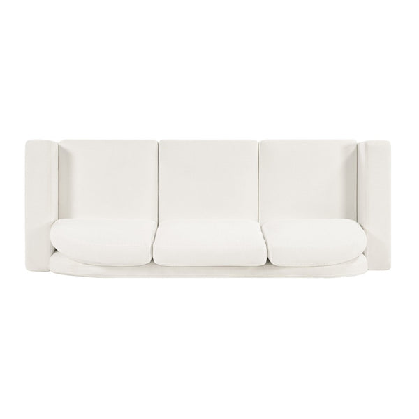 English Elm Modern Curved Backrest Chenille Sofa Seats Three Adults with Pocket Spring Cushions Beige N763P411268A