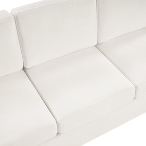 English Elm Modern Curved Backrest Chenille Sofa Seats Three Adults with Pocket Spring Cushions Beige N763P411268A