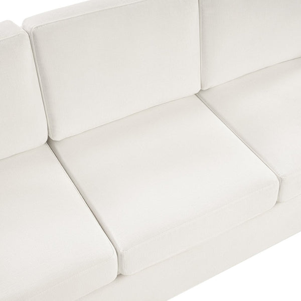 English Elm Modern Curved Backrest Chenille Sofa Seats Three Adults with Pocket Spring Cushions Beige N763P411268A
