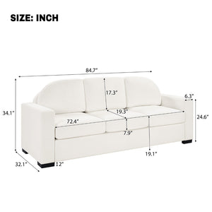 English Elm Modern Curved Backrest Chenille Sofa Seats Three Adults with Pocket Spring Cushions Beige N763P411268A