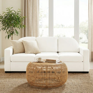 English Elm Modern Curved Backrest Chenille Sofa Seats Three Adults with Pocket Spring Cushions Beige N763P411268A