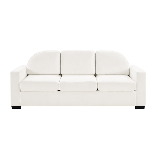 English Elm Modern Curved Backrest Chenille Sofa Seats Three Adults with Pocket Spring Cushions Beige N763P411268A