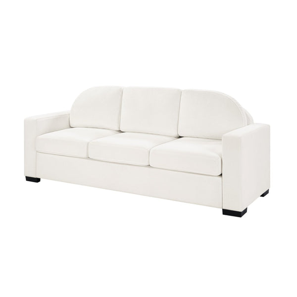 English Elm Modern Curved Backrest Chenille Sofa Seats Three Adults with Pocket Spring Cushions Beige N763P411268A