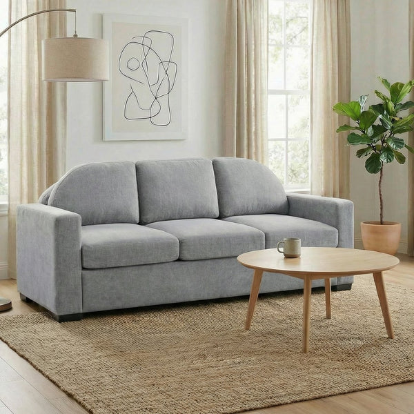 English Elm Modern Curved Backrest Chenille Sofa Seats Three Adults with Pocket Spring Cushions Grey N763P411268E