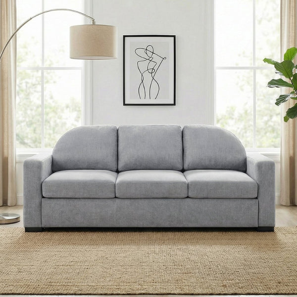 English Elm Modern Curved Backrest Chenille Sofa Seats Three Adults with Pocket Spring Cushions Grey N763P411268E