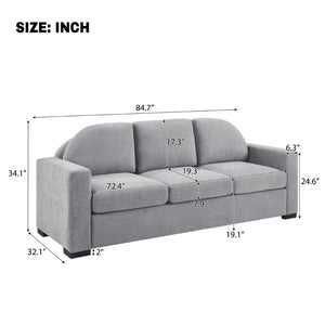 English Elm Modern Curved Backrest Chenille Sofa Seats Three Adults with Pocket Spring Cushions Grey N763P411268E