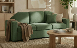 English Elm Modern Curved Backrest Chenille Sofa Seats Three Adults with Pocket Spring Cushions Green N763P411268F