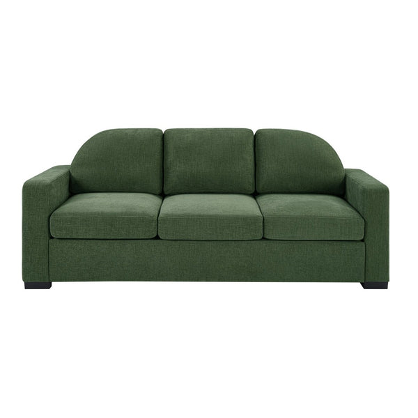 English Elm Modern Curved Backrest Chenille Sofa Seats Three Adults with Pocket Spring Cushions Green N763P411268F